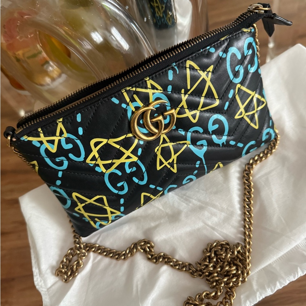 Gucci Black and Yellow Patterned Women's Bag